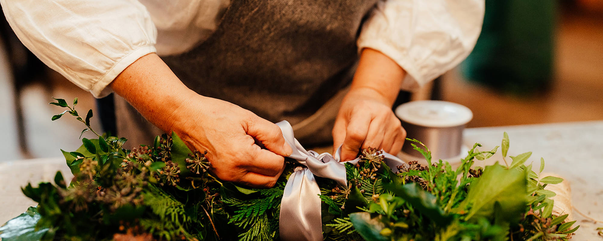 Christmas wreath making dinner
